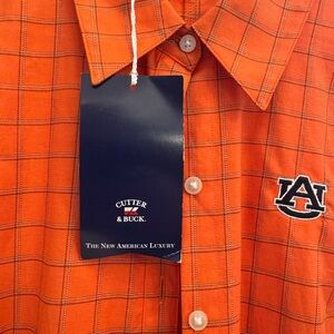 Cutter & Buck Orange Check Women's Button Down Shirt